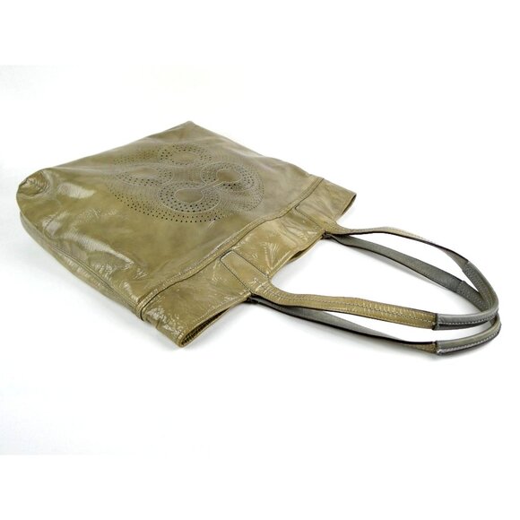 Coach Vintage Op Art Taupe Patent Leather Tote 17020 - Picture 4 of 16